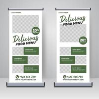 Food menu and Restaurant roll up banner design template vector