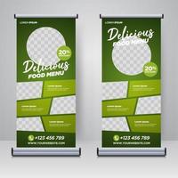 Food menu and Restaurant roll up banner design template vector