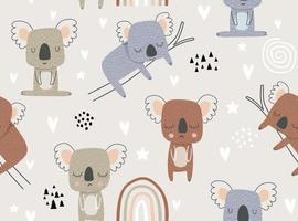 Seamless pattern with cute koala. vector