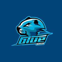 blue beaver mascot logo vector