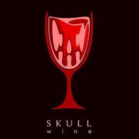 skull wine wordmasrk concept logo vector