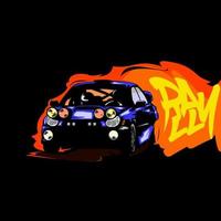 rally car and smoke illustration vector