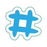 Hashtag isolated blog icon. Flat vector illustration, simple doodle drawing. Web online app symbol, internet sign sticker.