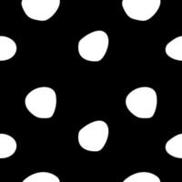 Plantilla de fondo de vector de patrones sin fisuras de lunares. papel tapiz plano con estampado textil en blanco y negro. diseño de círculo redondo simple boho. papel de embalaje de álbum de recortes.