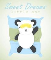 Panda sleeping poster print baby animal bear character  sweet dreams little one design vector
