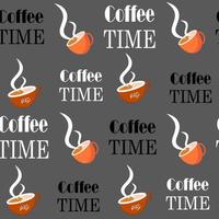 Coffee time cup mug seamless pattern vector background illustration orange flat cartoon wallpaper simple fabric print template