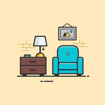 Vector Flat Illustration Of Living Room Interior