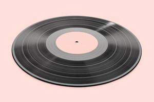 Vinyl record isolated on pink background. Mock up template photo