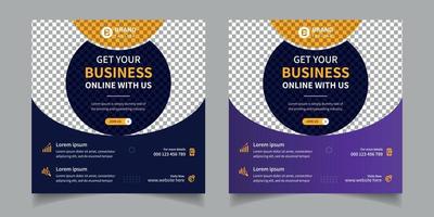 Digital marketing and corporate social media post banner and square corporate flyer template vector