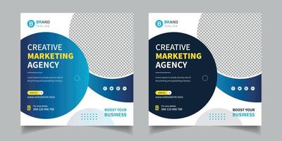 Digital marketing and corporate social media post banner and square corporate flyer template vector