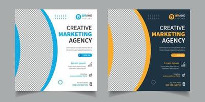 Digital marketing and corporate social media post banner and square corporate flyer template vector