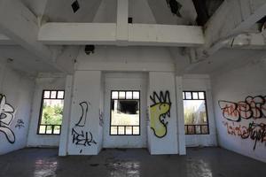 Kanchanaburi, Thailand 2021 - Ghost Mall, Castle Mall windows, walls and graffitti photo