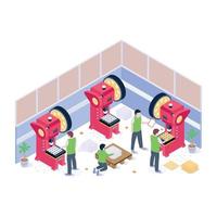Download isometric illustration of punching machines vector