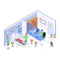 Magnetic resonance therapy, isometric illustration of CT scan vector