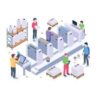 Industrial printing production, isometric illustration with high graphics vector