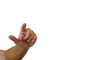 male hand pointing finger on white background photo