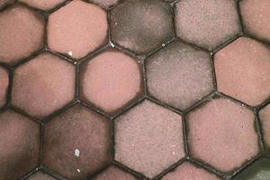 red hexagon shaped brick paving photo