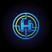 plantilla de diseño de logotipo de letra h inicial, logotipo de vector de icono de tecnología en círculo