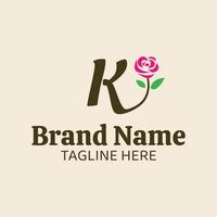 Initial letter K botanical flower logo design template vector