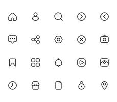 Set basic interface line icon. vector