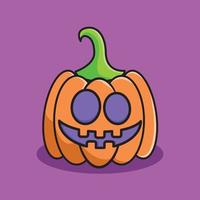 ilustración de linda calabaza de halloween con expresión de risa. vector