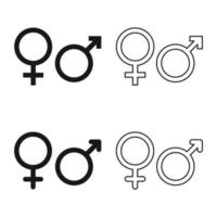 Set of male and female symbol icon. vector