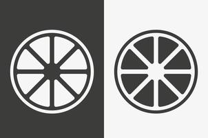 frutas cítricas en icono de vector blanco y negro