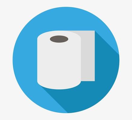 Toilet paper in blue circle vector with a shadow