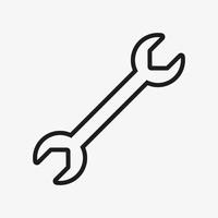 símbolo de herramienta de reparación. icono de esbozo de vector de llave inglesa aislado sobre fondo blanco.
