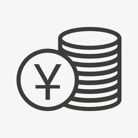 Yuan icon. Chinese currency symbol. Stacked cash vector