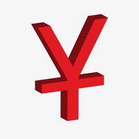 Yuan icon. Chinese currency symbol in 3D style. Vector illustration