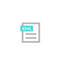 icono de documento xml en blanco vector