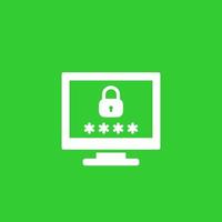 computer with password access, security concept icon vector