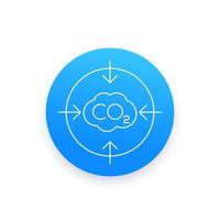 co2, carbon emissions reduction icon, linear style vector