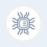 chipset, microchip, electronic circuit icon isolated on white vector