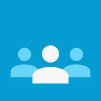 Vector icon of three users on blue background