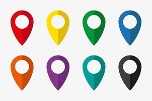 Vector icons of geolocation in eight colors