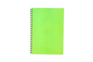 en blanco abierto memoria verde cuaderno aislado foto