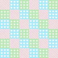 Oblique line star pattern heart square background pink blue green vector