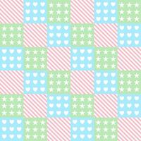 Oblique line star pattern heart square background pink blue green vector