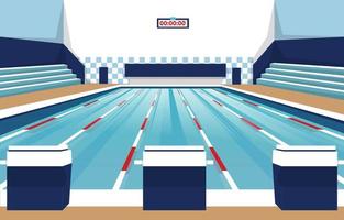 Swimming Pool Arena Swim Lane Sport Competition Flat Design Illustration vector