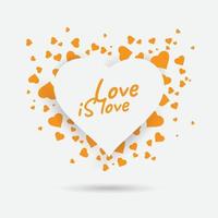 Heart shape vector orange splash with white heart frame inside