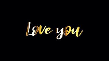 Love You golden text word gold light loop video