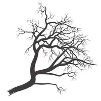 silueta de árbol de rama muerta dibujada a mano vector