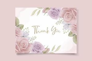 Thank you card design on a flower theme vector