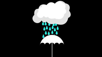 chovendo e o guarda-chuva protege da chuva, fundo preto video