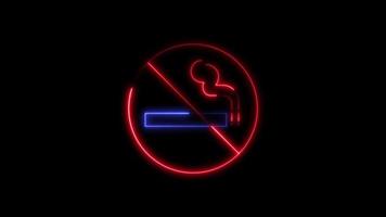 panneau d'arrêt non fumeur lueur fluorescente 4k néon led video