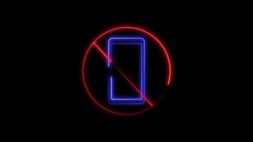 pas de téléphone portable autorisé panneau d'arrêt lueur lumière fluorescente led néon video