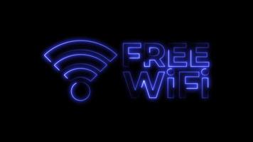 wi-fi gratis resplandor luz fluorescente 4k neón led texto e icono video