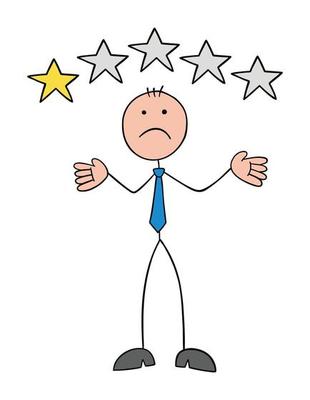 Stickman businessman is unhappy with the service or product as a customer  and gives 1 star, hand drawn cartoon vector illustration 5468826 Vector Art  at Vecteezy